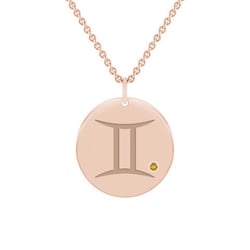 Zlatý přívěsek se znamením a citrínem Blíženci