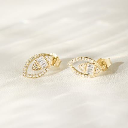 Stříbrné náušnice mandlového tvaru s diamanty Birgit