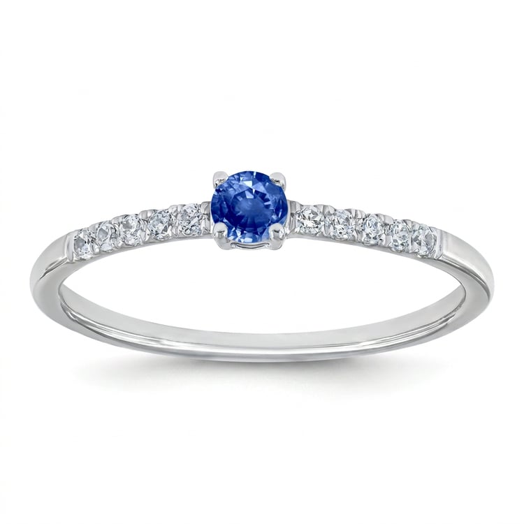 Stříbrný prsten s modrým safírem a postranními lab-grown diamanty Mikey 169454