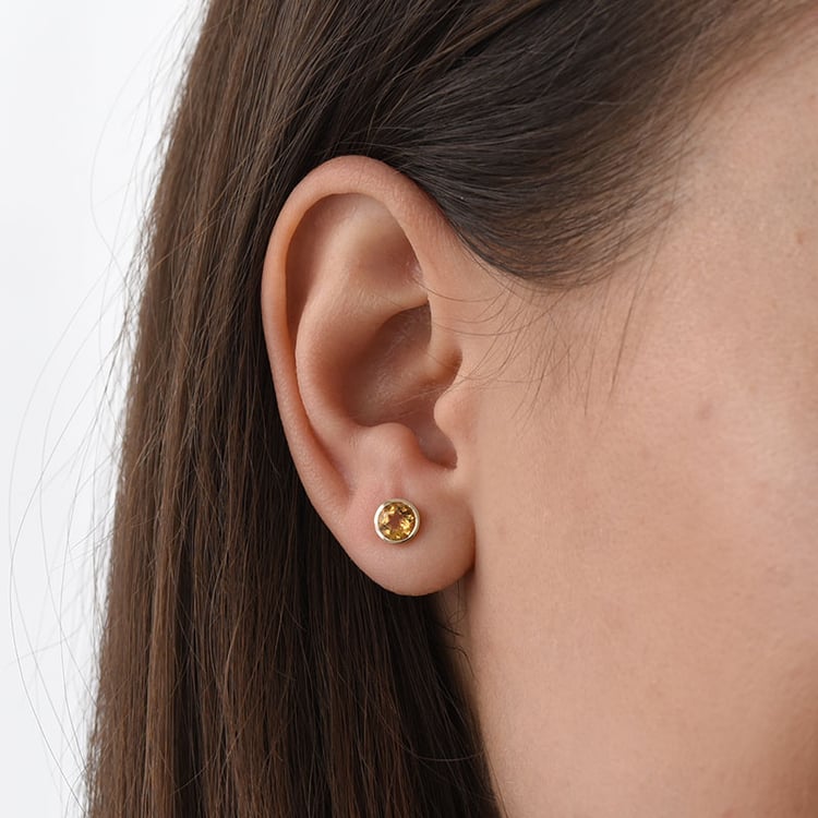 Stříbrné bezel náušnice s citríny Wetty 102776