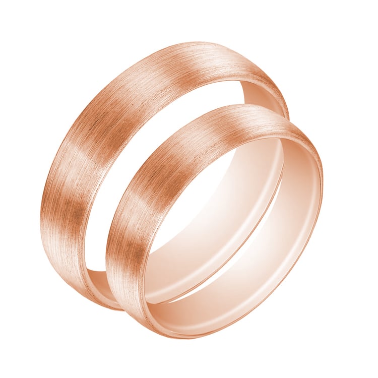 Matné komfortní snubní prsteny z růžového zlata 61609