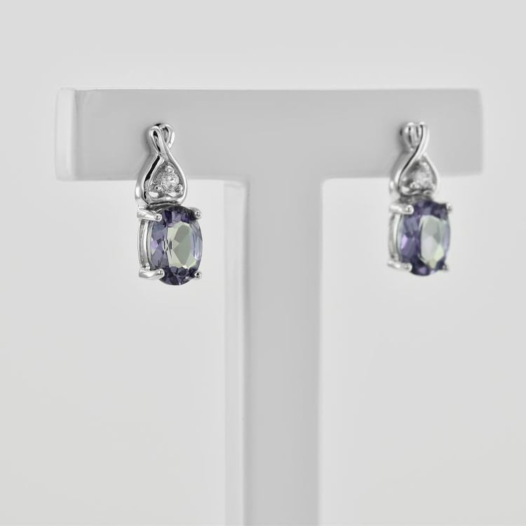 Stříbrné náušnice s alexndritem 6434