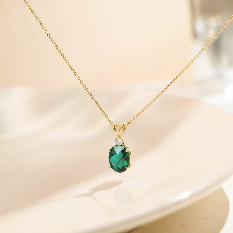 Zlatý přívěsek s lab-grown smaragdem Marta 165042