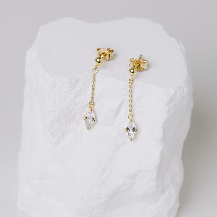 Zlaté visací náušnice s bílým topazem Maritza 164107