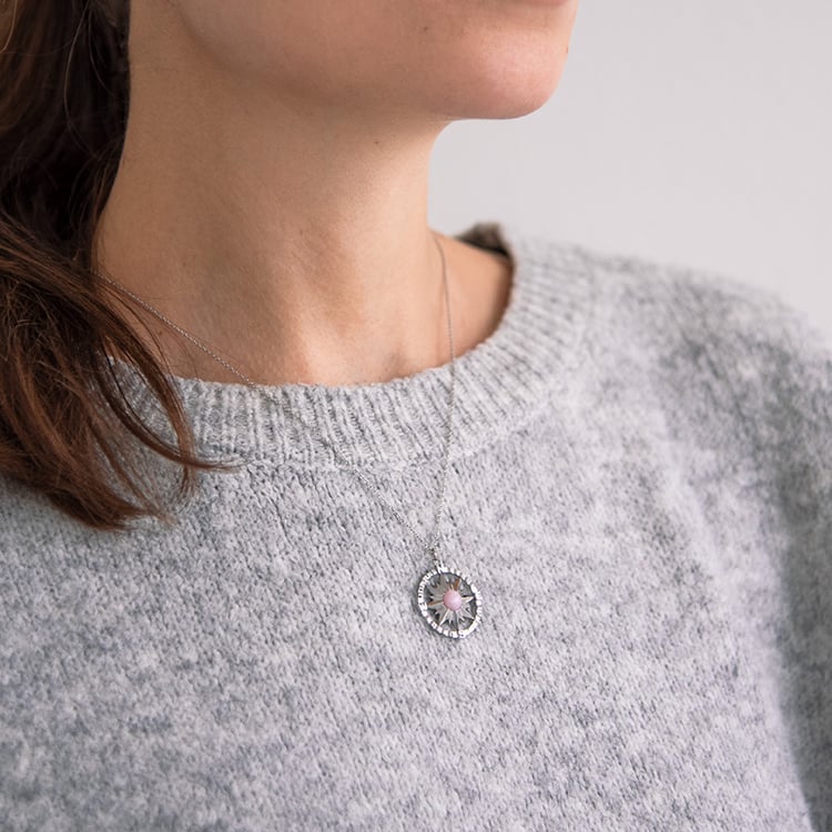 Zlatý přívěsek kompas s růžovým opálem Pinto 114572