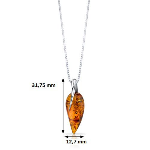 Stříbrný elegantní přívěsek s jantarem Alia