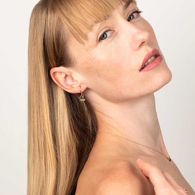 Cluster náušnice s vltavíny, safíry a diamanty Gita 146831