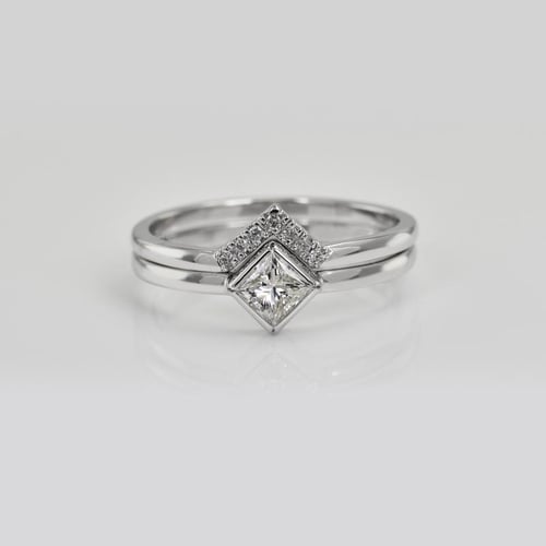 Zlatý zásnubní set prstenů s princess diamantem Ralyh