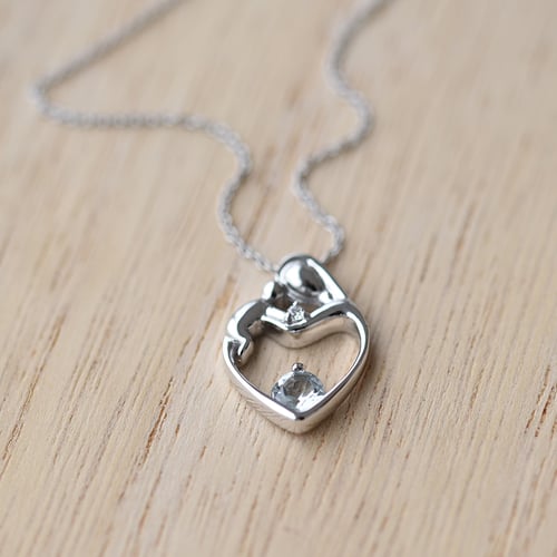 Přívěsek matka a dítě s akvamarínem a diamantem Ella