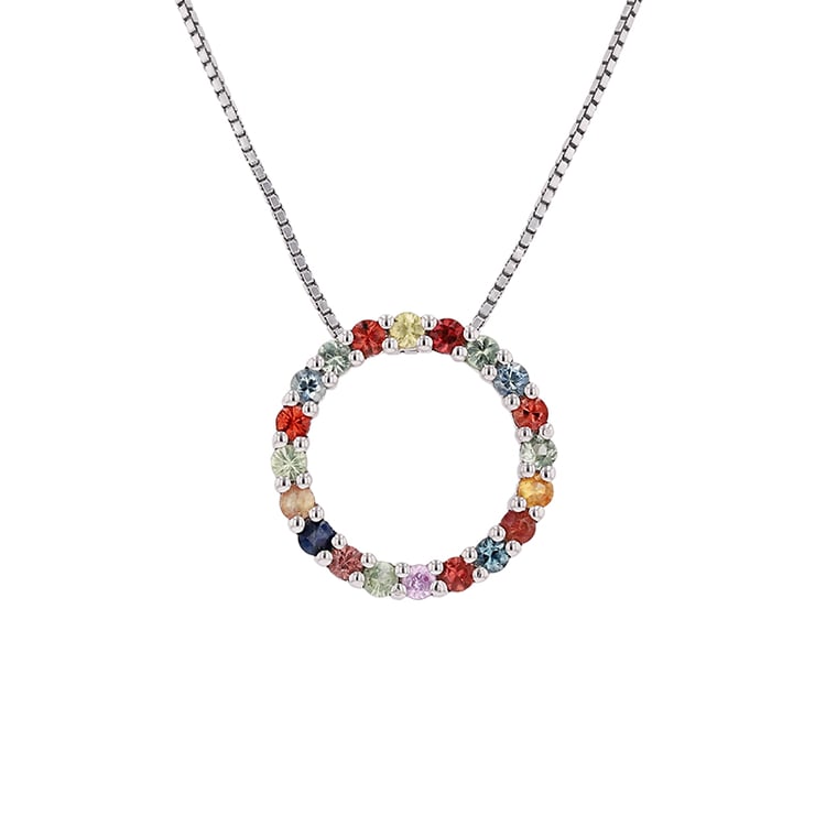 Stříbrný přívěsek s různobarevnými safíry