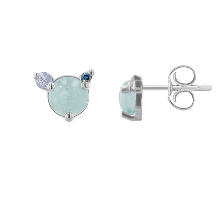 Náušnice s akvamarínem, měsíčním kamenem a modrým diamantem Turgay 119747