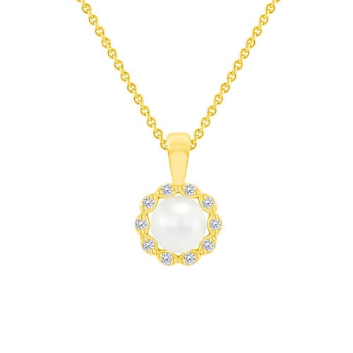 Zlatá perlová sada náušnic a náhrdelníku s diamanty Kamila