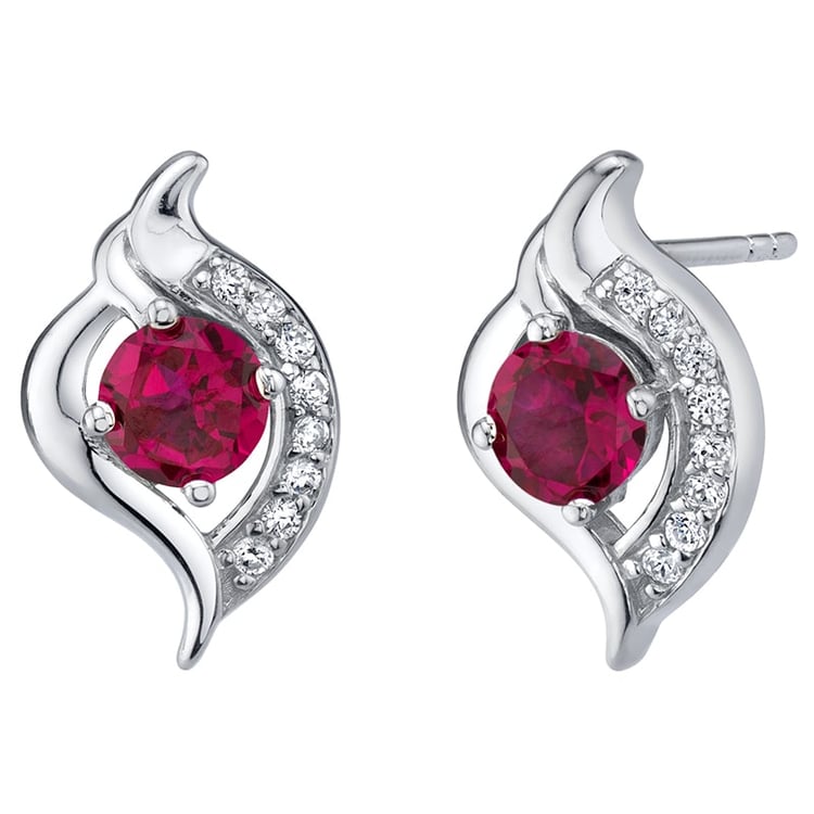 Rubíny ve třpytivých stříbrných náušnicích Samed