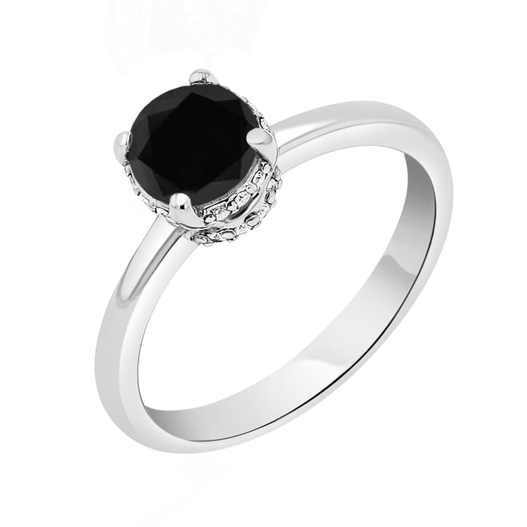 Prsten s černým a bílými diamanty Xela