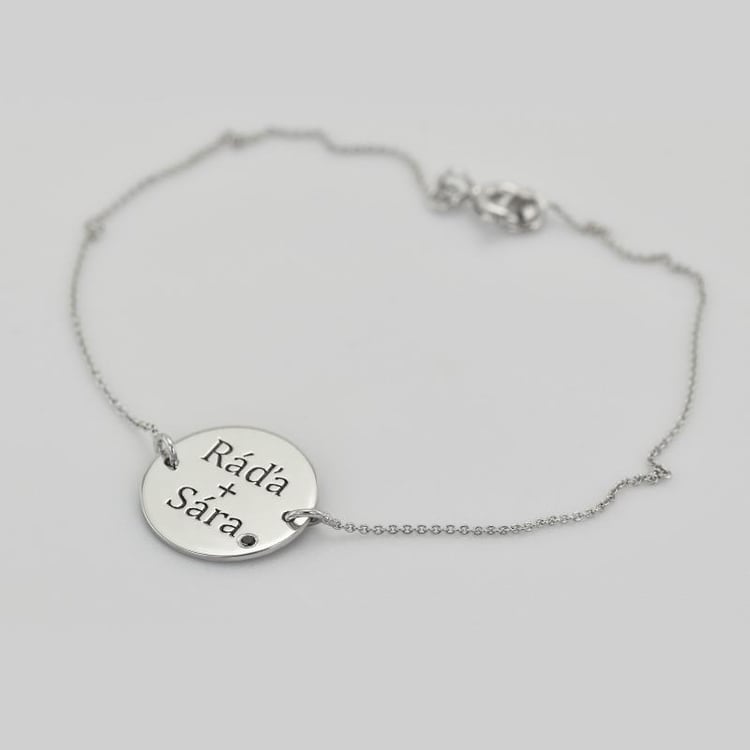 Zlatý náramek s diamantem a gravírem 33219