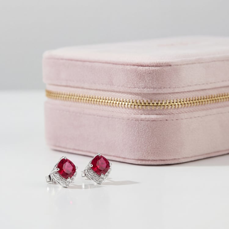 Stříbrné rubínové náušnice 166397