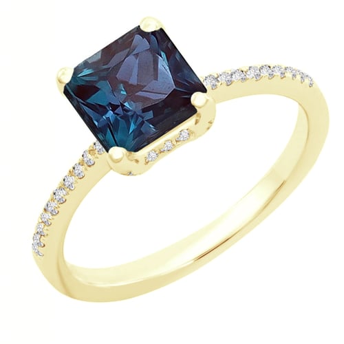 Prsten s lab-grown alexandritem a diamanty Kip