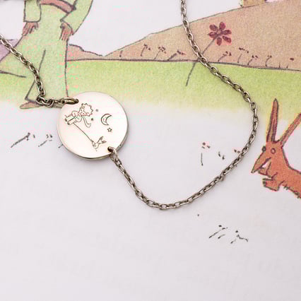 Zlatý náramek Malý princ s liškou a gravírem