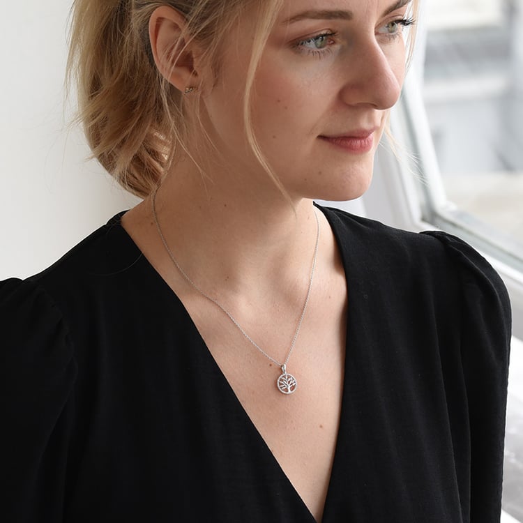 Stříbrný strom života s lab-grown diamanty Elmer 104389