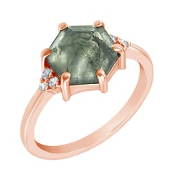 Unikátní zlatý prsten s mechovým achátem Yasmeen