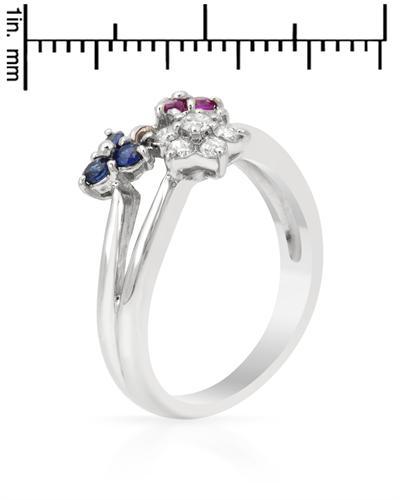 Drahokamové květy v platinovém prstenu 5533