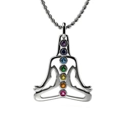 Zlatý přívěsek se zirkony v barvách čaker Joga