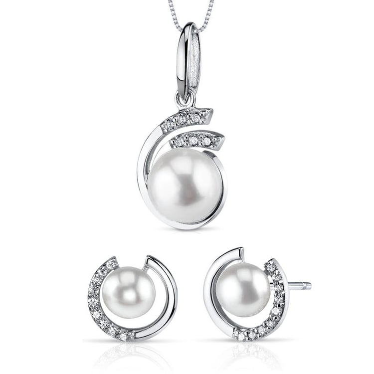 Kolekce stříbrných šperků s bílými perlami Keiu