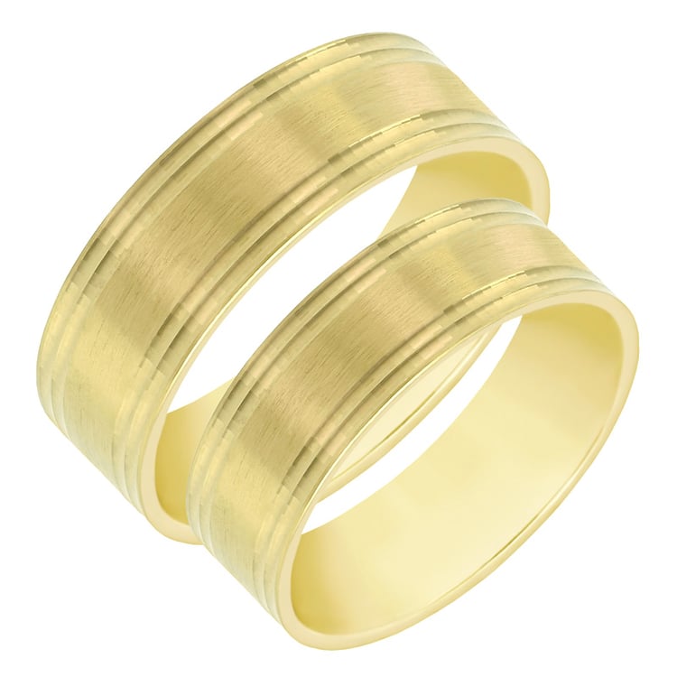 Ploché snubní prsteny s rýhami a matným povrchem Natalin 60575