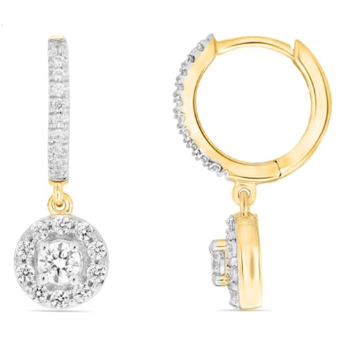 Zlaté kruhové náušnice s 0.13ct lab-grown diamantem Madhu