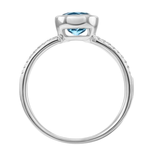 Nebeský topaz ve zlatém prstenu s diamanty Nyusha