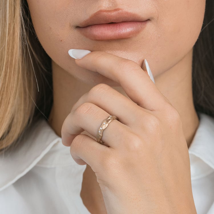 Snubní prsteny z oříškového zlata Rock 163757