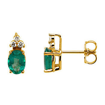 Zlaté náušnice se smaragdy a diamanty 5884