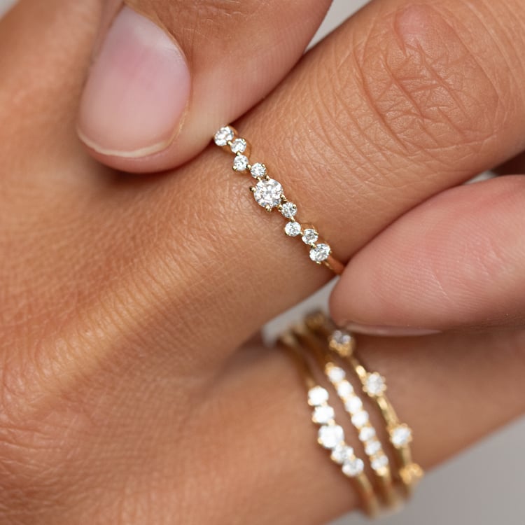 Cluster prsten se zářivými lab-grown diamanty Percy 139814