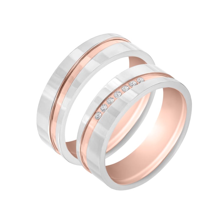 Ploché snubní prsteny z kombinovaného zlata