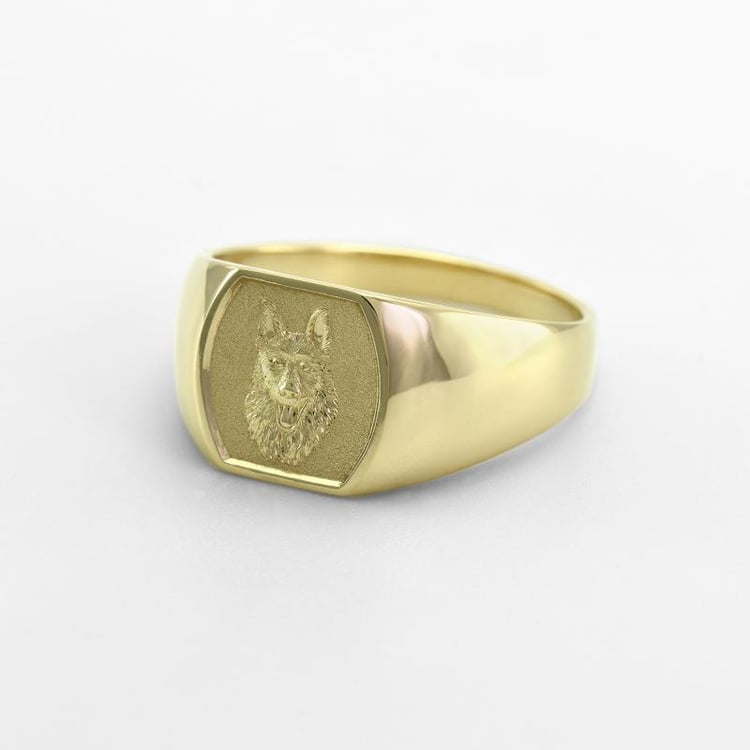 Zlatý pánský prsten s ručním gravírem 47035