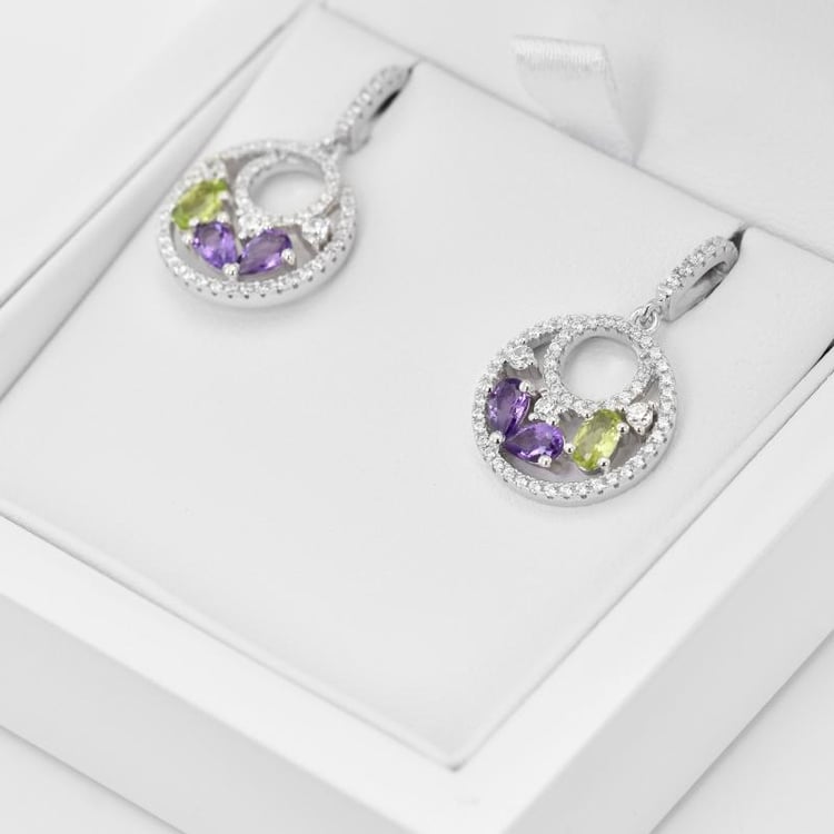 Náušnice s barevnými drahokamy 19799