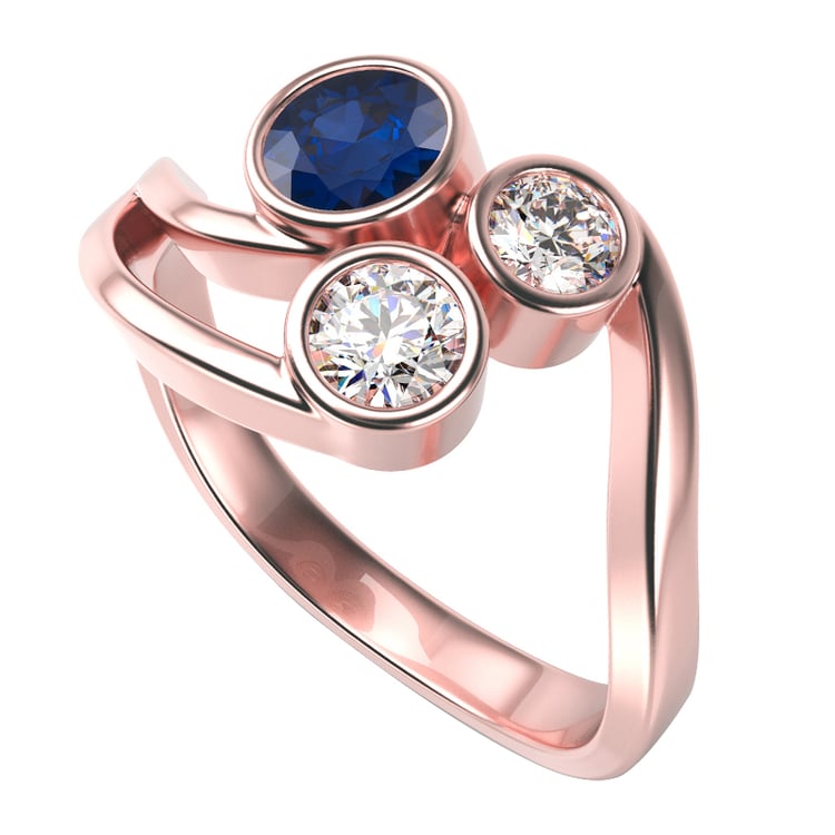 Zlatý zásnubní prsten se safírem a diamanty Evela