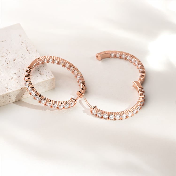 Stříbrné kruhové náušnice se zirkony Elibi 149943