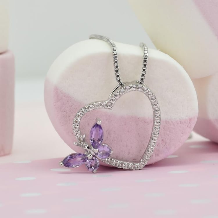 Stříbrný náhrdelník s topazy a ametysty 20438