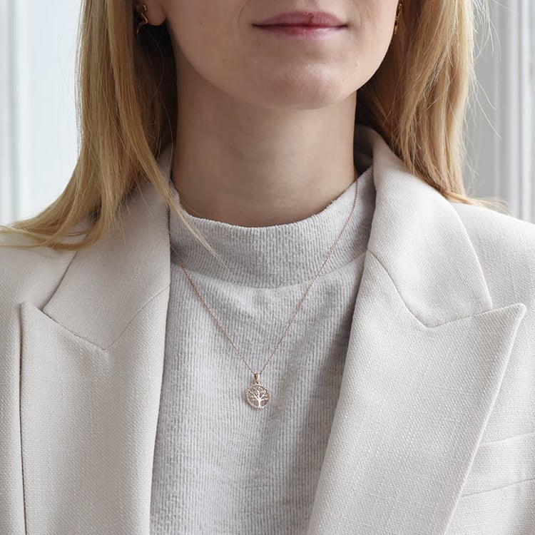 Stříbrný strom života s lab-grown diamanty Elmer 104393