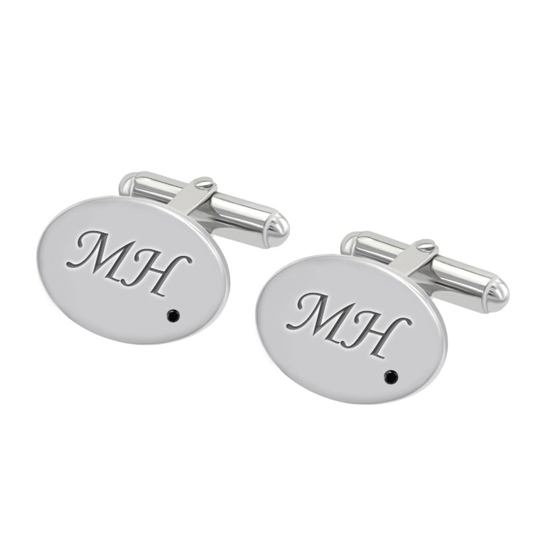 Stříbrné manžetové knoflíčky s černým diamantem