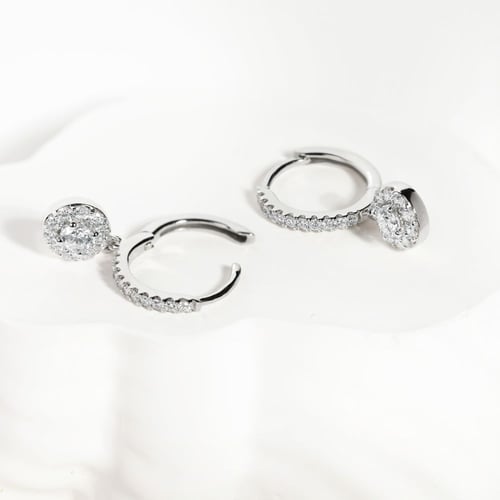 Zlaté kruhové náušnice s 0.13ct lab-grown diamantem Madhu