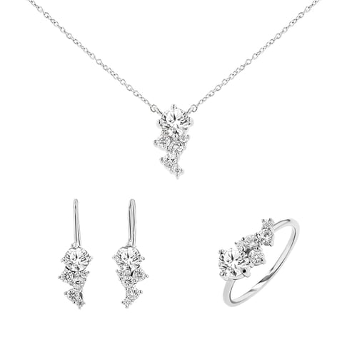 Sada cluster šperků s lab-grown diamanty Ester
