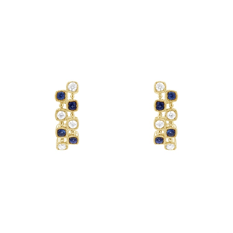  Napichovací náušnice s diamanty a safíry ze zlata 85383