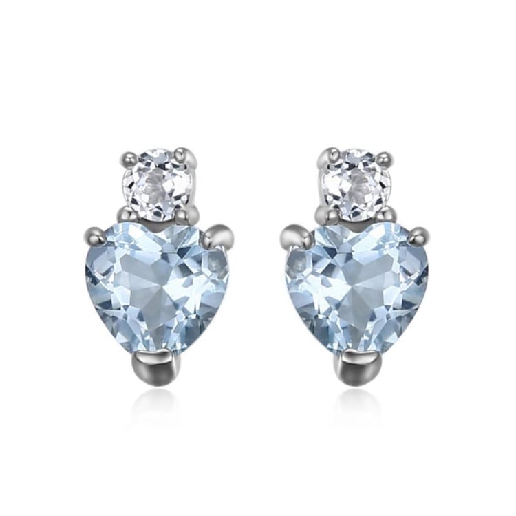 Stříbrné náušnice s akvamaríny a topazy Nelny