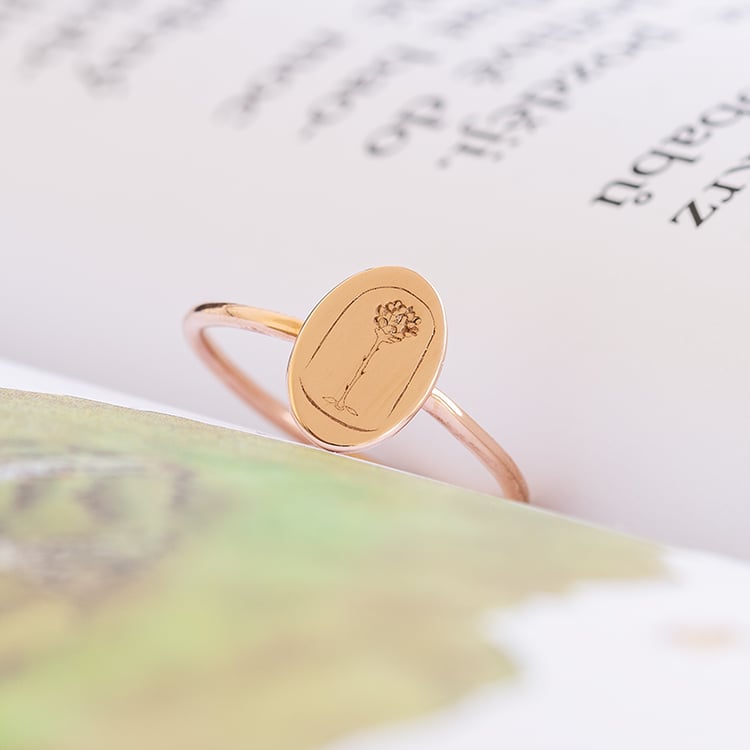 Oválný prsten s gravírem růže Malý princ 121541