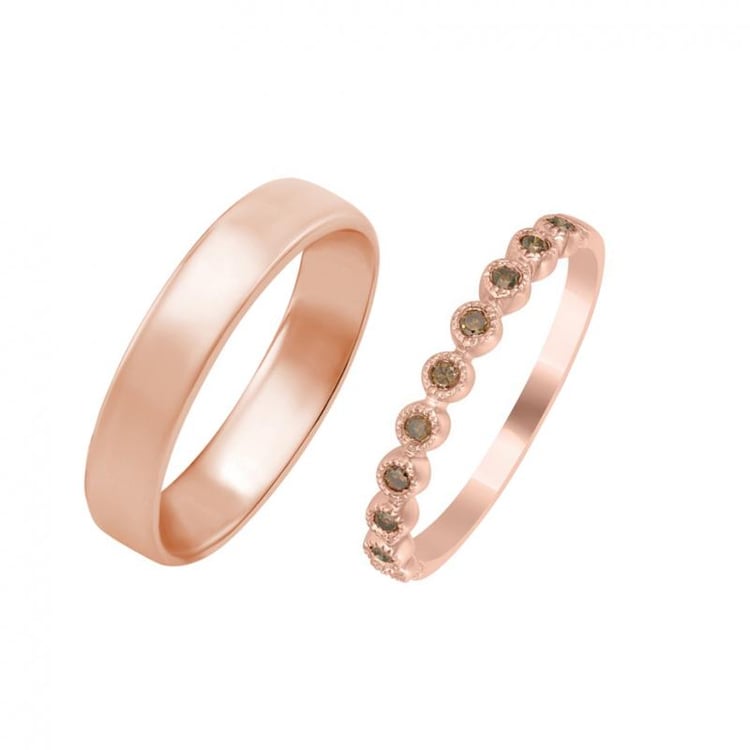 Zlatý prsten s champagne diamanty a pánský komfortní prsten Lucius