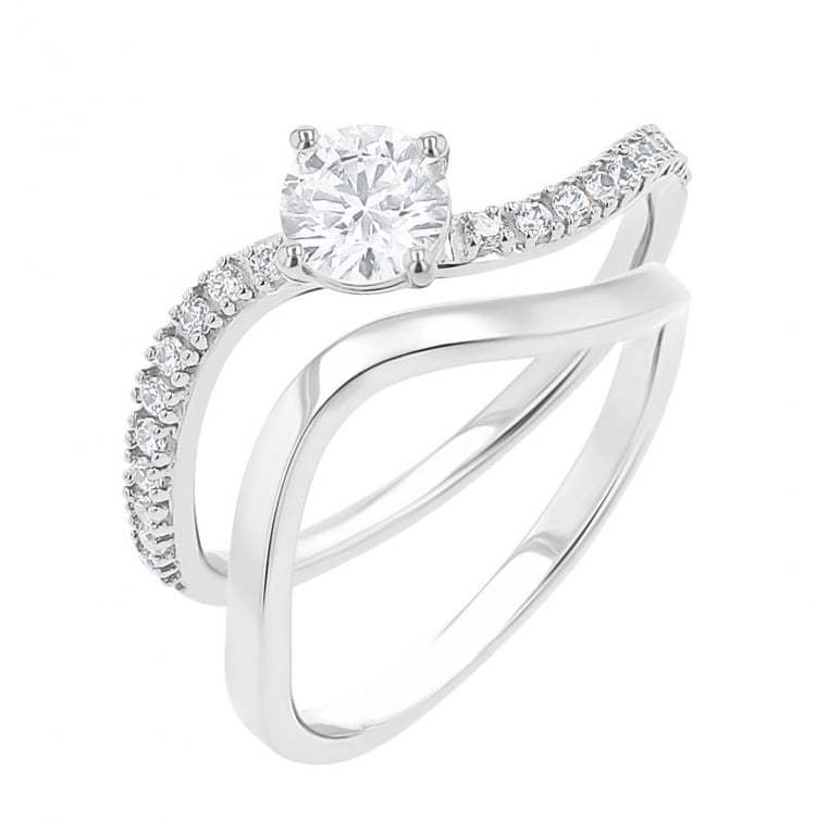 Něžný zásnubní set atypických prstýnků s lab-grown diamanty