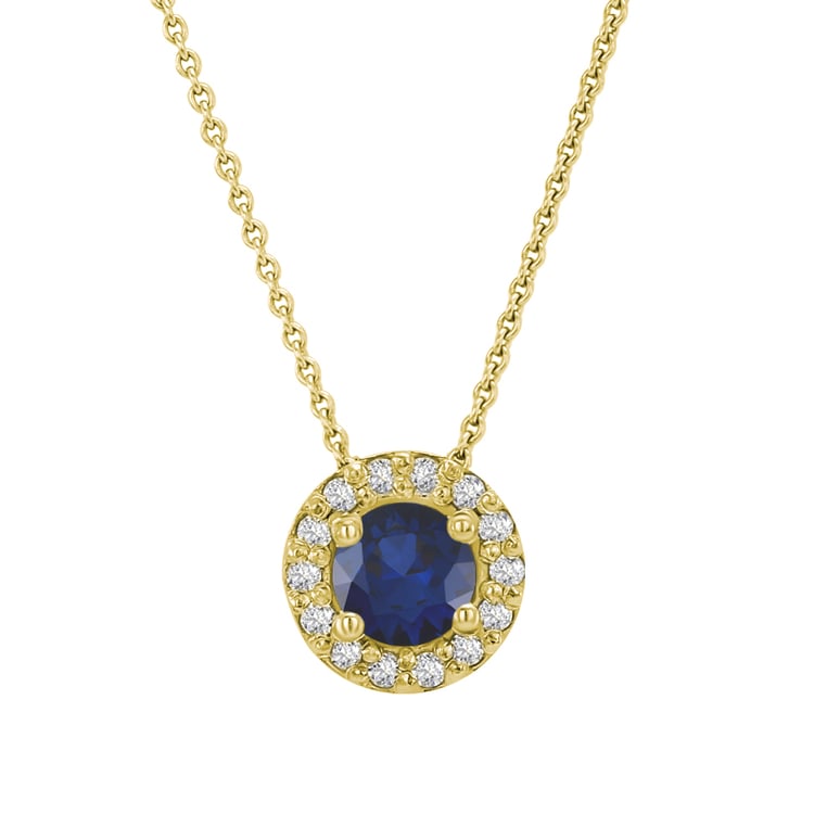 Safírový náhrdelník v halo stylu