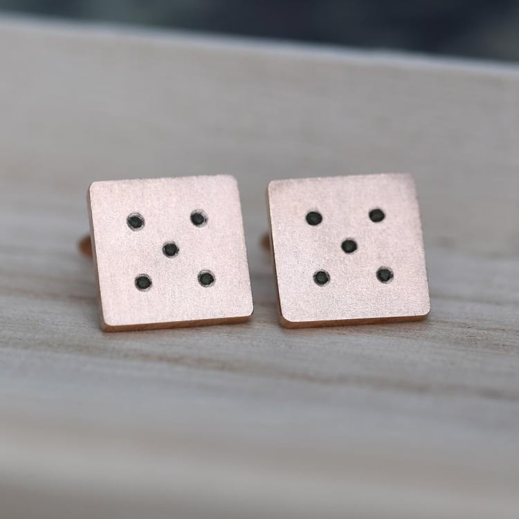 Zlaté manžetové knoflíčky s černými diamanty 9431